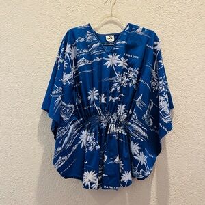 Blue and White Barbados Print Kaftan Top